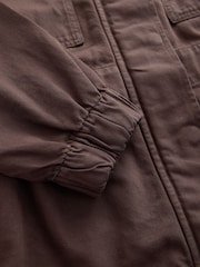 Chocolate Brown Denim Funnel Neck Zip Through Drawstring Jacket - Image 7 of 8