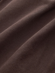 Chocolate Brown Denim Funnel Neck Zip Through Drawstring Jacket - Image 8 of 8