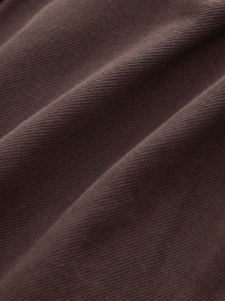 Chocolate Brown Denim Funnel Neck Zip Through Drawstring Jacket - Image 8 of 8