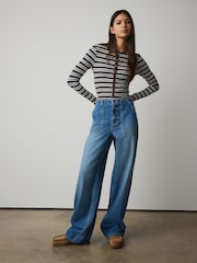 Mid Blue Denim Utility Wide Leg Jeans - Image 2 of 8