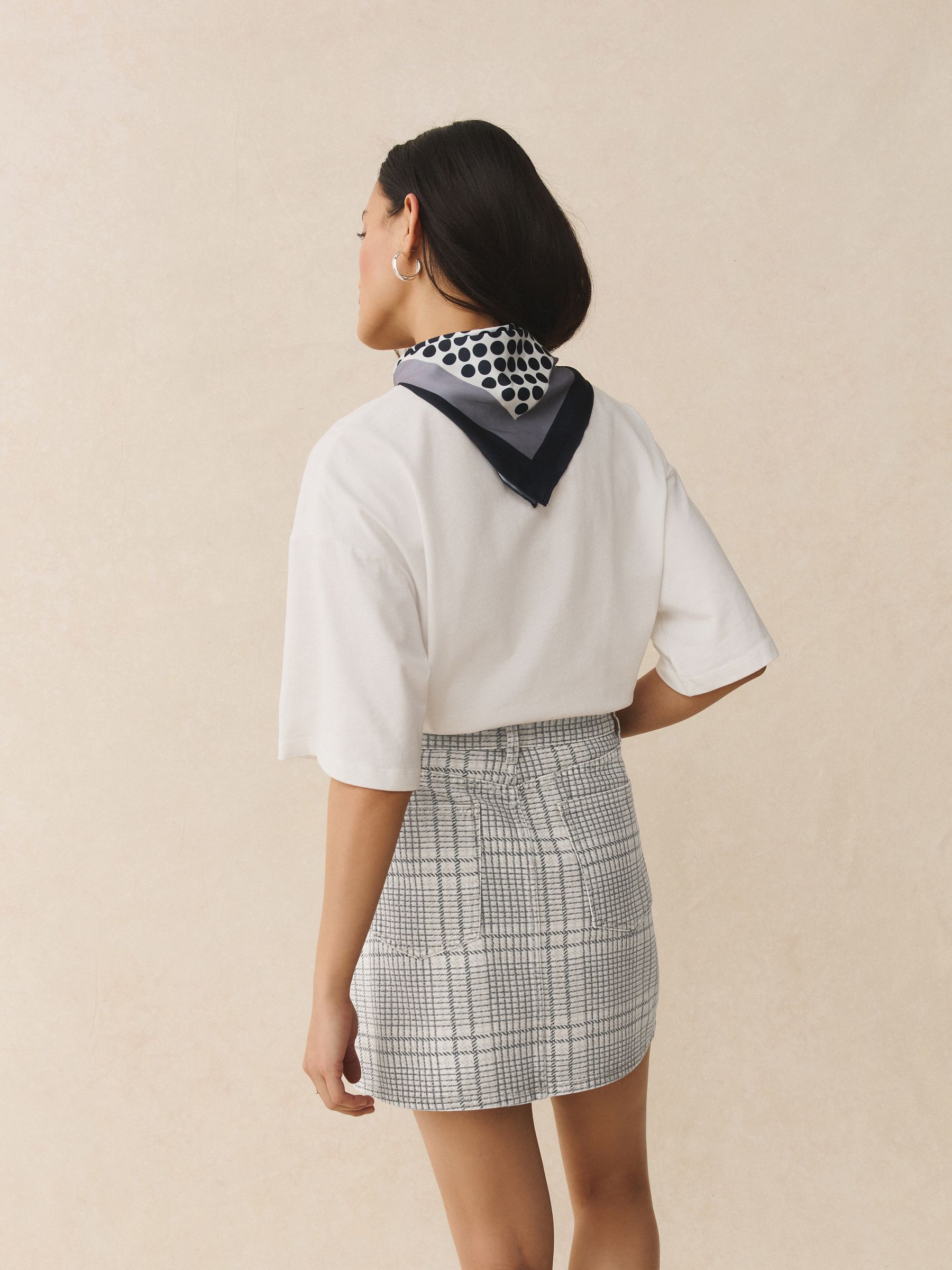 Buy Neutral Checked Denim Mini Skirt from the Next UK online shop