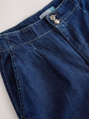 Dark Blue High Rise Double Button Waist Palazzo Jeans - Image 8 of 9