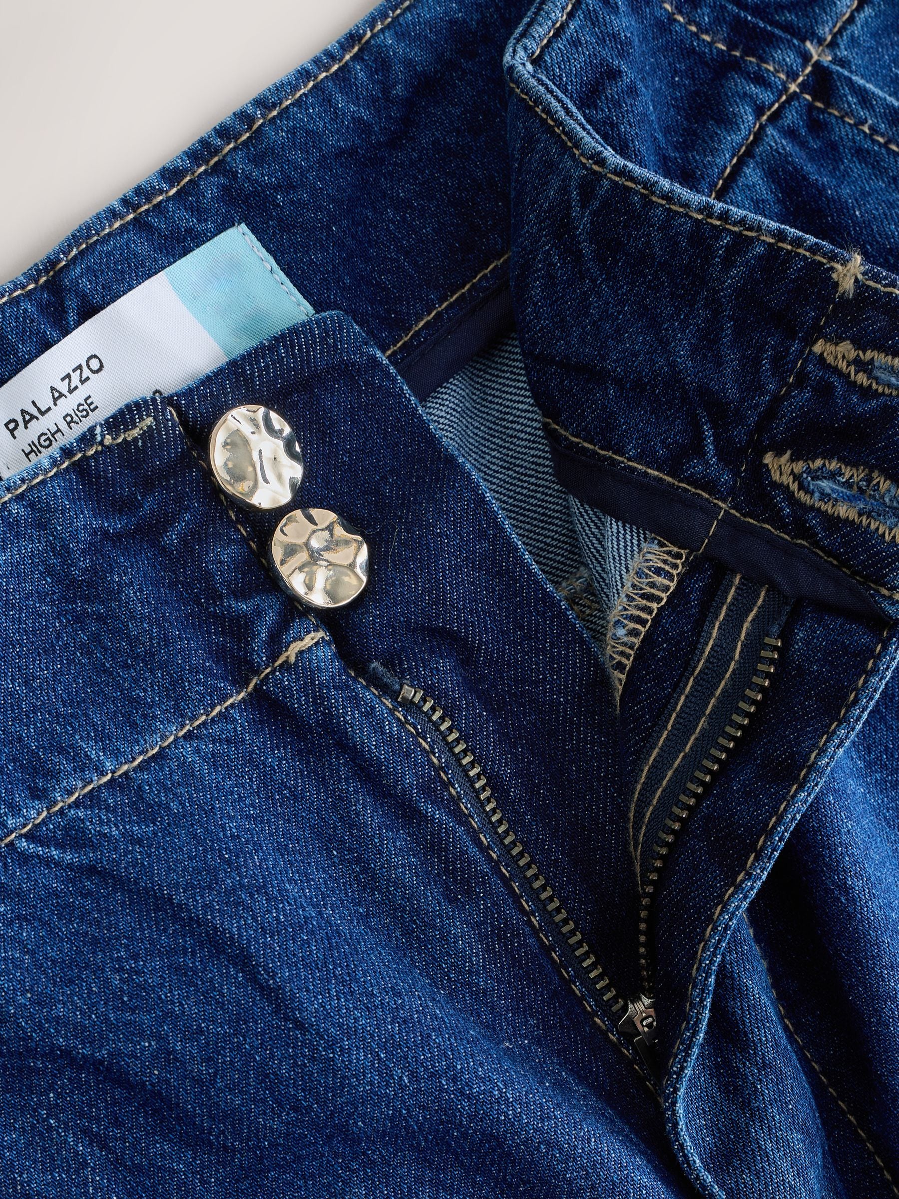Comprar Azul escuro - Calça jeans palazzo de cintura alta com dois