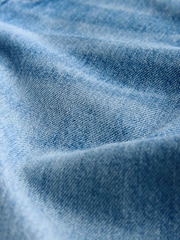 銀色鉚釘中藍色 - 扭縫桶形牛仔褲 - 圖片 7，共 7