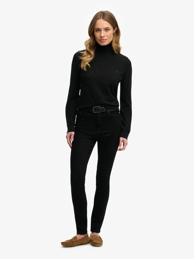 Superdry Black Classic Turtle Neck Jumper - Image 1 of 1 Superdry Black Classic Turtle Neck Jumper - Image 1 of 1