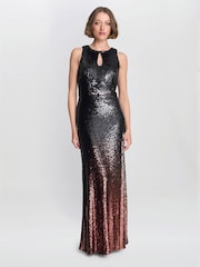Gina Bacconi Tallulah Ombre Sequin Maxi Black Dress - صورة 1 من 7