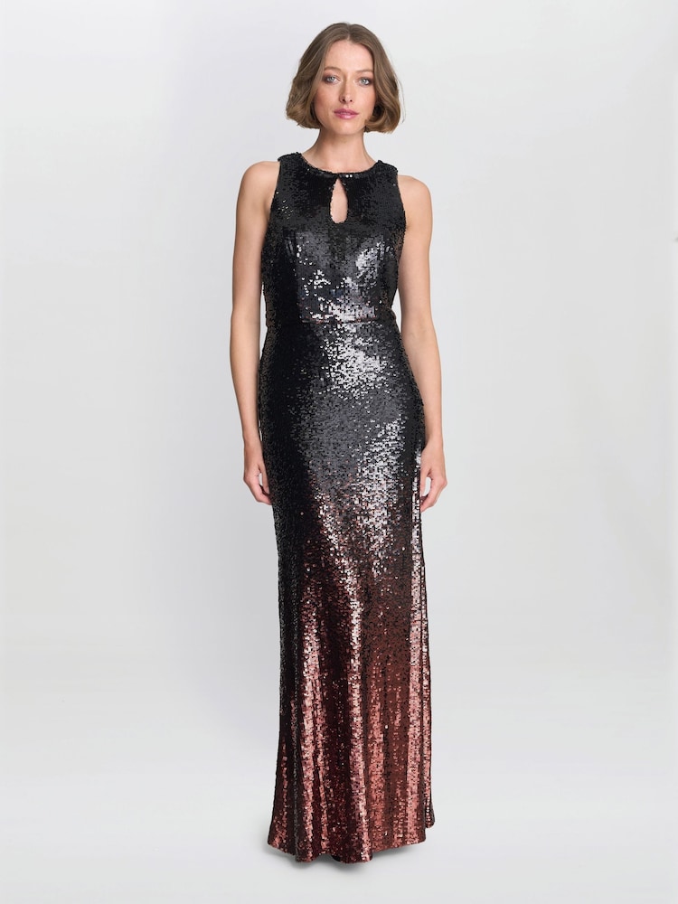 Gina Bacconi Tallulah Ombre Sequin Maxi Black Dress - Image 1 of 7 Gina Bacconi Tallulah Ombre Sequin Maxi Black Dress - Image 1 of 7