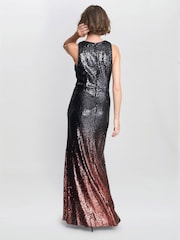 Gina Bacconi Tallulah Ombre Sequin Maxi Black Dress - صورة 2 من 7