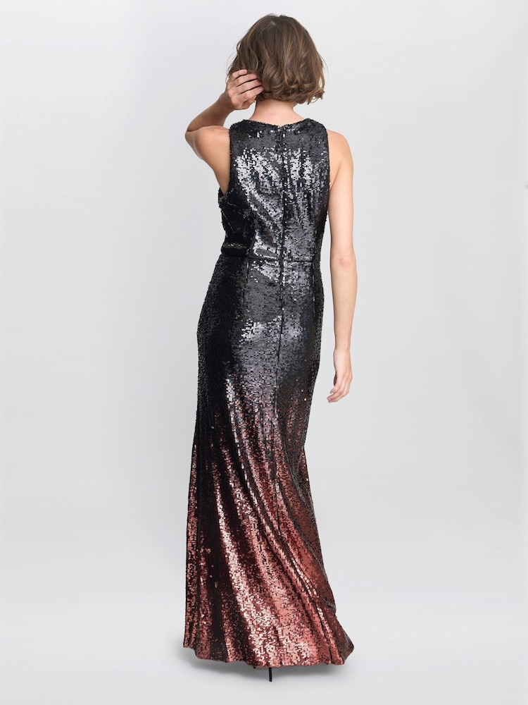 Gina Bacconi Tallulah Ombre Sequin Maxi Black Dress - Image 2 of 7 Gina Bacconi Tallulah Ombre Sequin Maxi Black Dress - Image 2 of 7