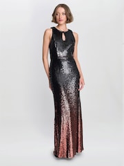 Gina Bacconi Tallulah Ombre Sequin Maxi Black Dress - صورة 3 من 7