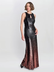 Gina Bacconi Tallulah Ombre Sequin Maxi Black Dress - صورة 5 من 7