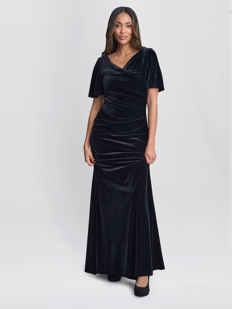 Gina Bacconi Minka Velvet Maxi Dress With Cowl Neck - Image 1 of 6 Gina Bacconi Minka Velvet Maxi Dress With Cowl Neck - Image 1 of 6