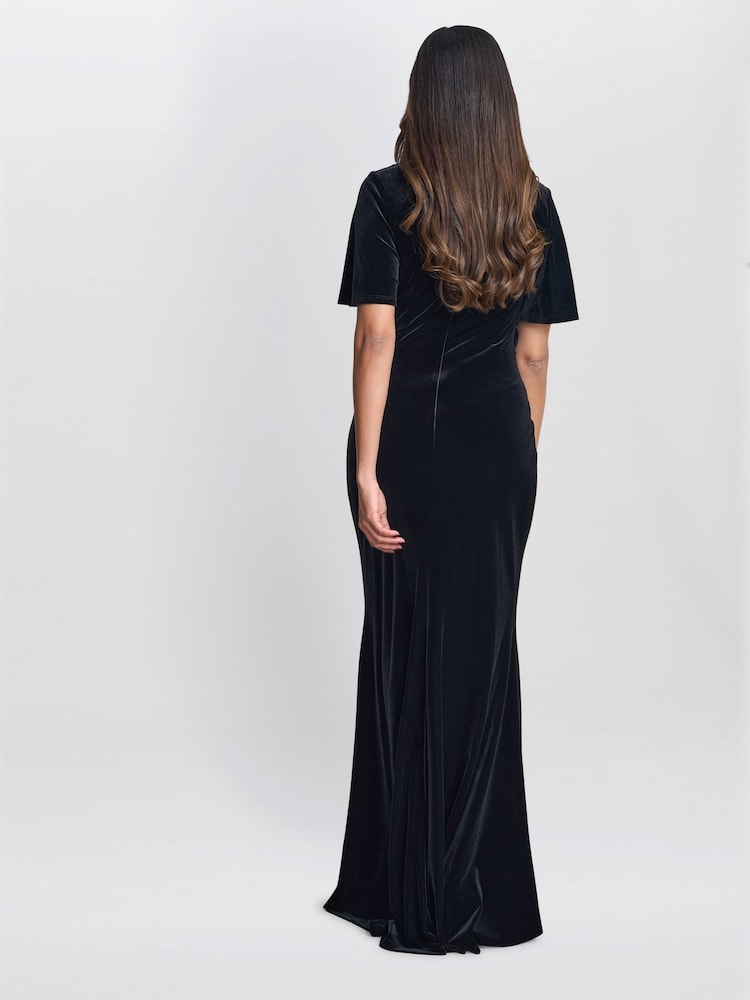 Gina Bacconi Minka Velvet Maxi Dress With Cowl Neck - Image 2 of 6 Gina Bacconi Minka Velvet Maxi Dress With Cowl Neck - Image 2 of 6
