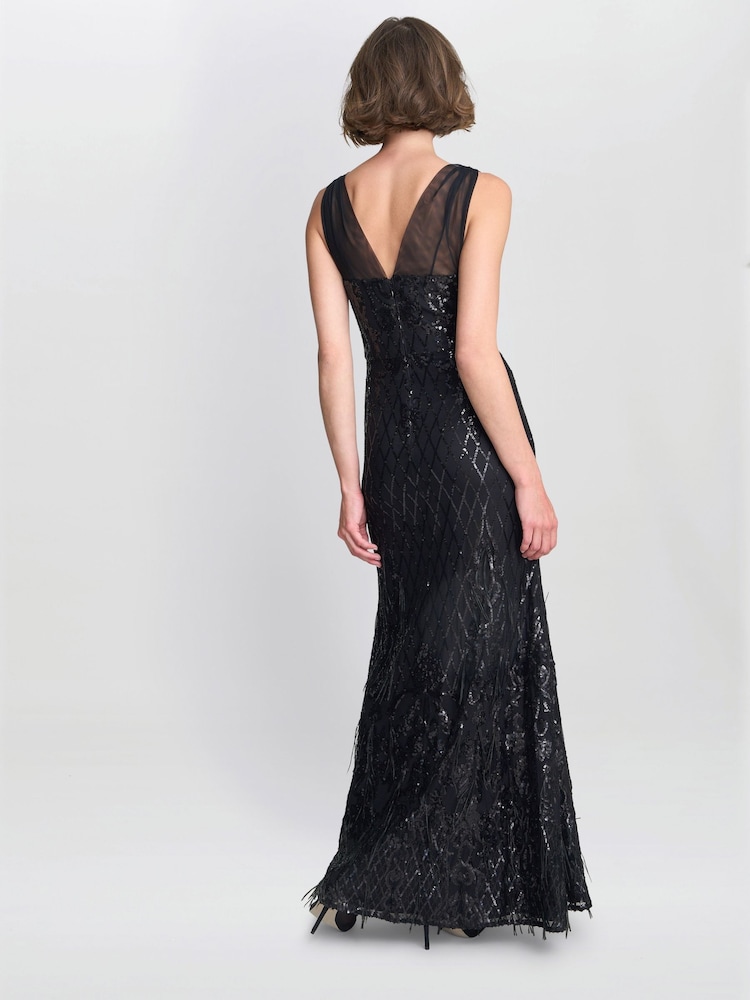 Gina Bacconi Tamsin Sleeveless Sequin Maxi Black Dress - Image 2 of 7 Gina Bacconi Tamsin Sleeveless Sequin Maxi Black Dress - Image 2 of 7