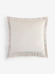 Ivory Weave Chenille 50 x 50cm Fringe Cushion - Image 2 of 2