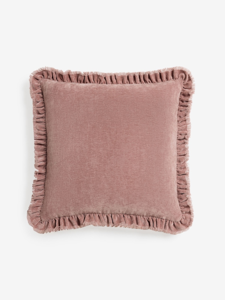Pink Distressed Ruffle Edge Cushion - Image 1 of 2