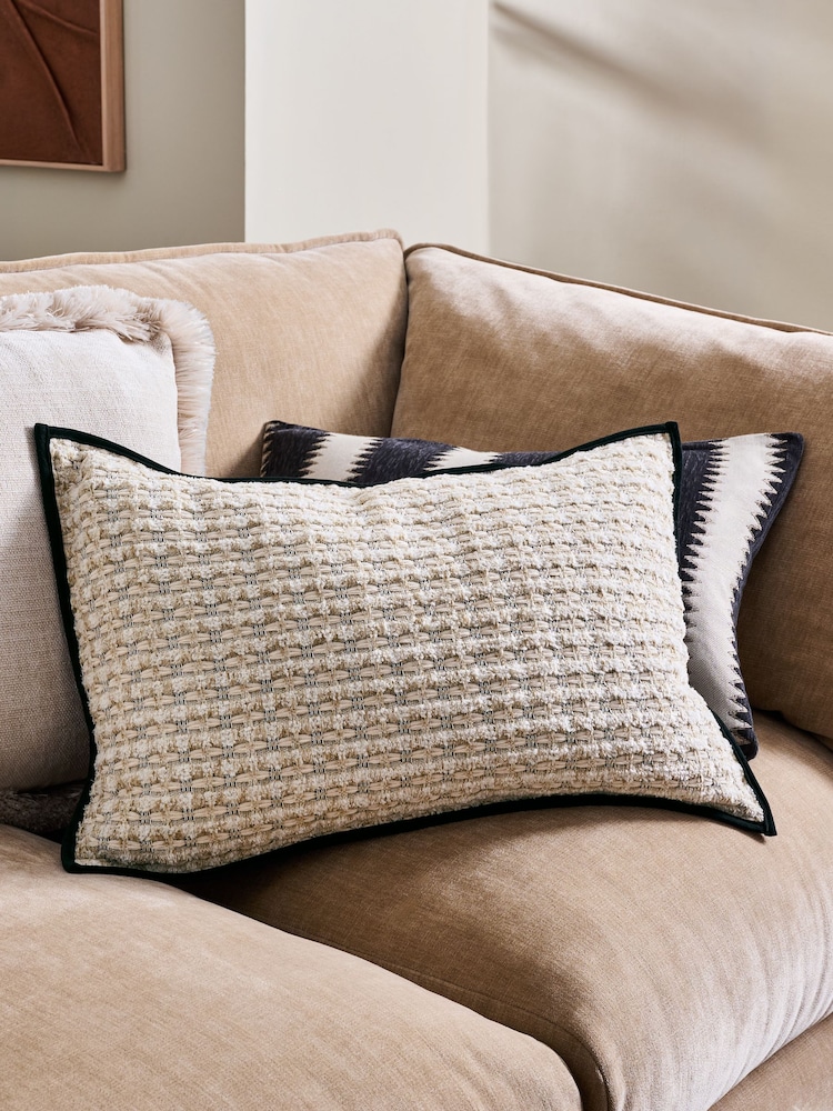 Monochrome 40 x 59cm Tweed Chenille Cushion - Image 2 of 4