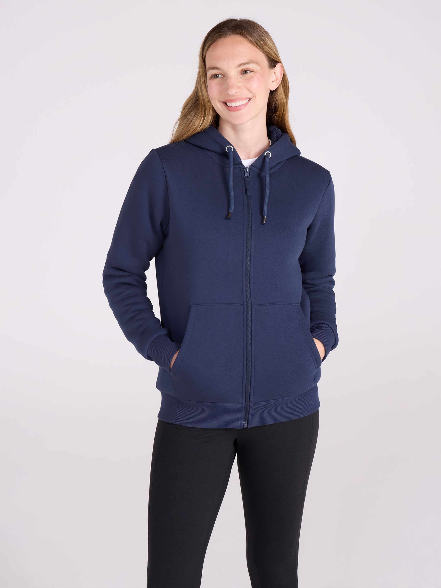Dalton Womens Sherpa Lined Hoodie - Navy - Image 3