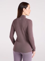 Mountain Warehouse Brown Womens Merino Zip Neck Thermal Top - Image 3 of 5