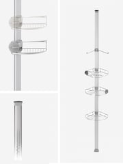 simplehuman Matt Silver Large Tension Shower Caddy, 1.8m To 2.7m - Image 4 of 8
