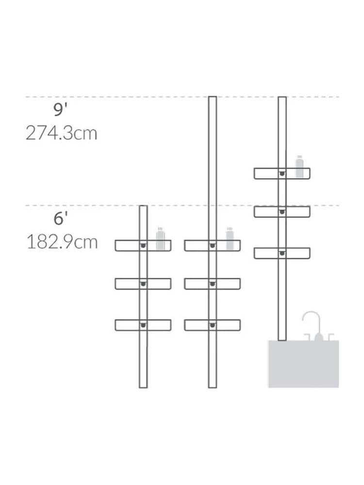 simplehuman Matt Silver Large Tension Shower Caddy, 1.8m To 2.7m - Image 8 of 8