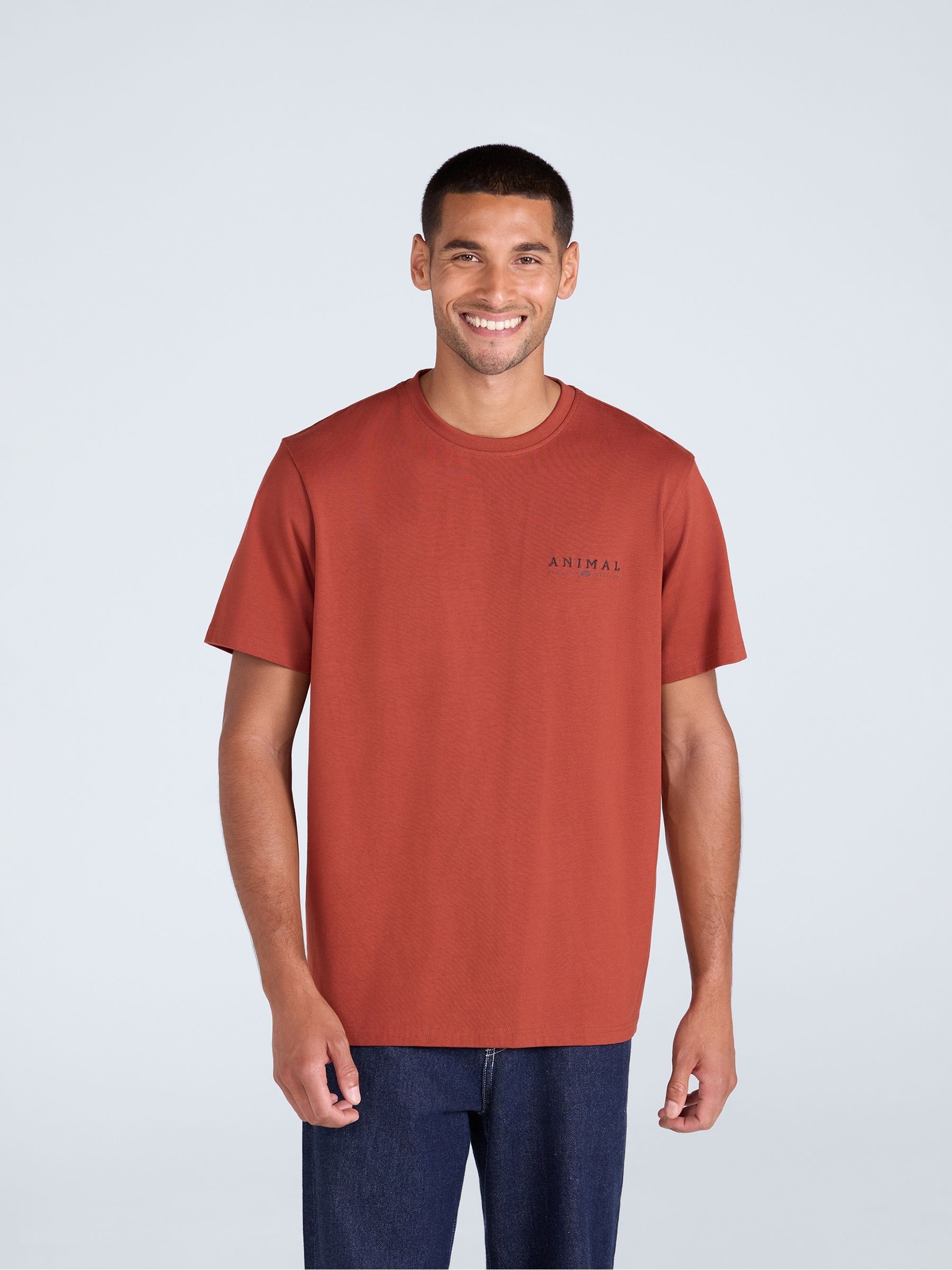 Animal Men's Orange 'Chase' Breathable Short Sleeve Cotton Relaxed Fit T-Shirt In | Size: Xs - Image 2