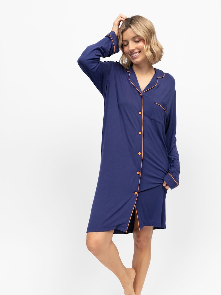 Cyberjammies Blue Revere Jersey Long Sleeve Nightshirt - Image 1 of 4 Cyberjammies Blue Revere Jersey Long Sleeve Nightshirt - Image 1 of 4