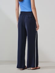 Navy Elastic Back Side Stripe Wide Leg Trousers - Image 3 of 4