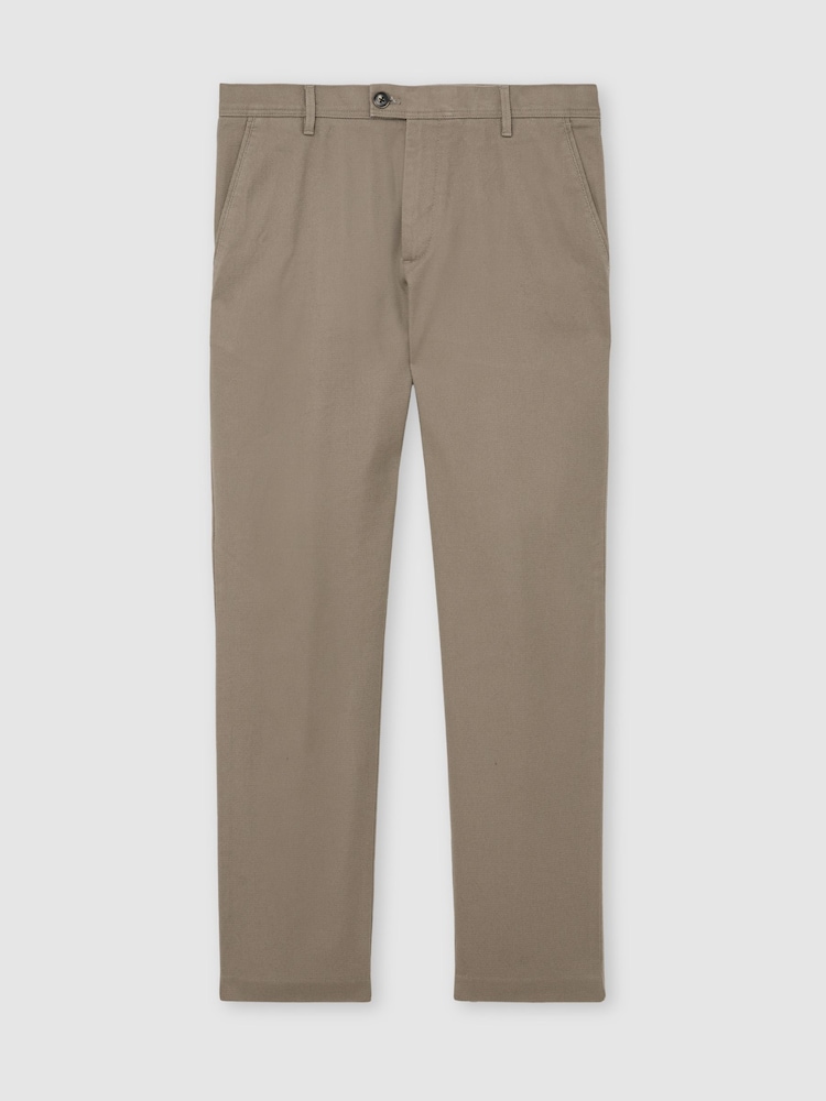 Orah Brovn - Reiss Dobi tkanina pamučne pikue Čino pantalone - Slika 2 od 6