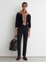 Mornarice - Reiss Dobi tkanina pamučne pikue Čino pantalone - Slika 1 od 7