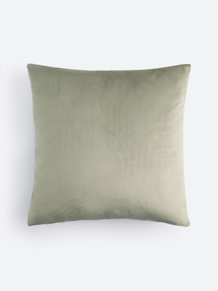 Sage Green 43 x 43cm Cut Velvet Geo Zig Cushion - Image 2 of 2