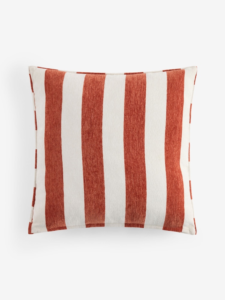 Orange 50 x 50cm Chenille Stripe Cushion - Image 4 of 4 Orange 50 x 50cm Chenille Stripe Cushion - Image 4 of 4