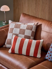Orange 50 x 30cm Chenille Stripe Cushion - Image 1 of 4