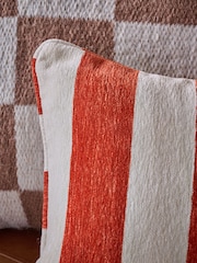 Orange 50 x 30cm Chenille Stripe Cushion - Image 2 of 4