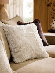 Natural Faux Fur Carved Pumpkin Cushion - Image 1 of 4