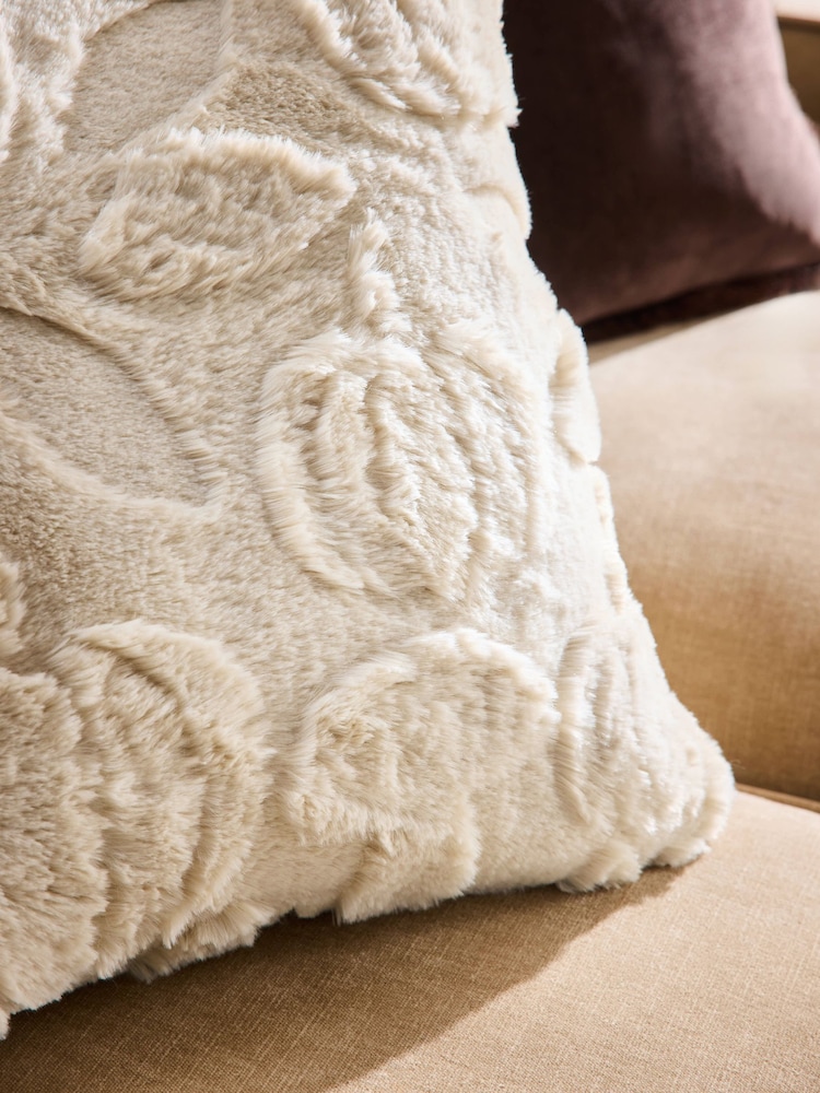 Natural Faux Fur Carved Pumpkin Cushion - Image 2 of 4