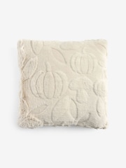 Natural Faux Fur Carved Pumpkin Cushion - Image 3 of 4