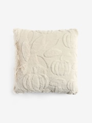 Natural Faux Fur Carved Pumpkin Cushion - Image 4 of 4