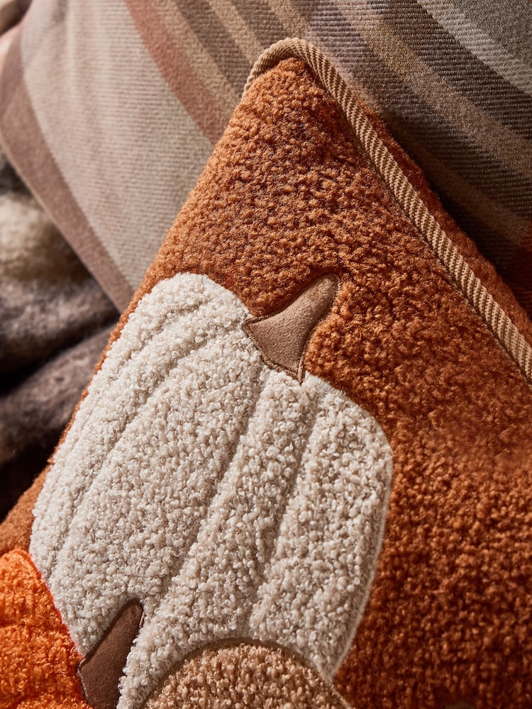 Orange 43 x 43cm Borg Pumpkin Cushion - Image 2 of 4