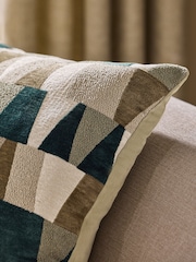 Sage Green 59 x 59cm Cut Velvet Geo Zig Cushion - Image 4 of 4