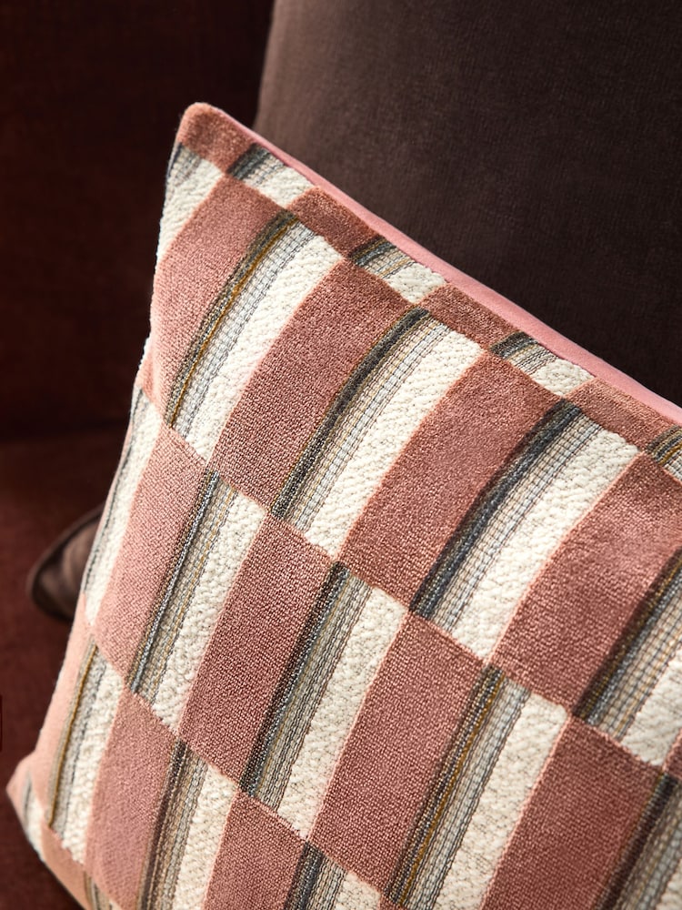 Pink Velvet Geometric Block Cushion - Image 2 of 4 Pink Velvet Geometric Block Cushion - Image 2 of 4