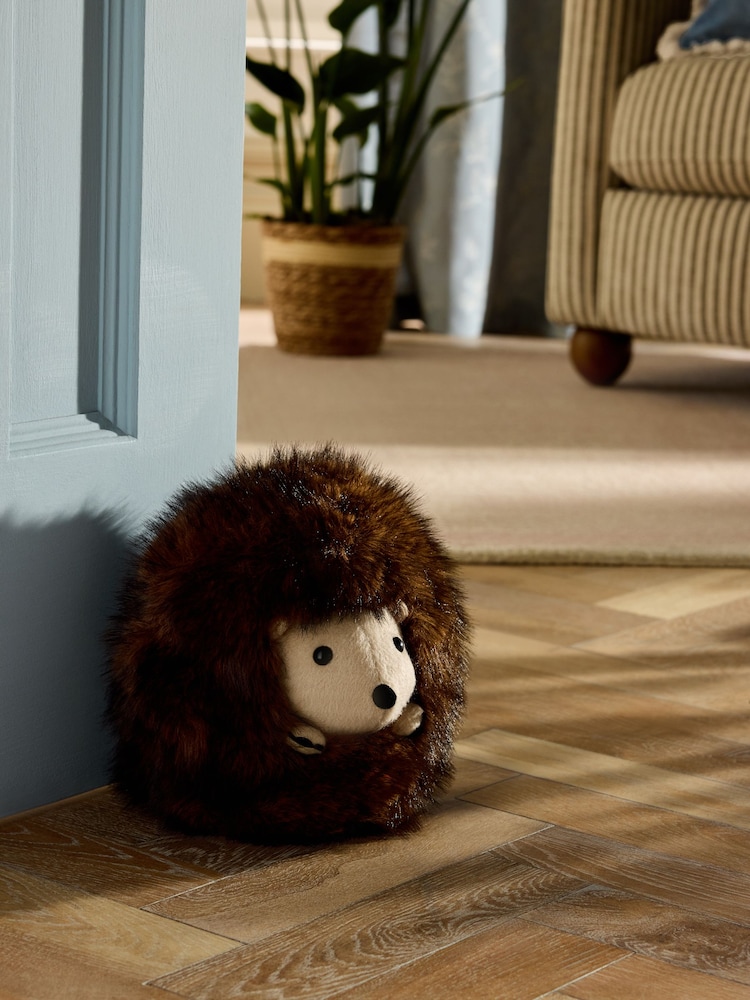 Natural Faux Fur Autumn Hedgehog Doorstop - Image 1 of 4
