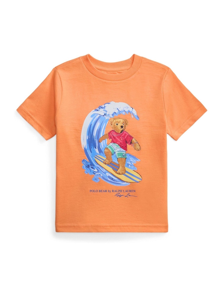 Polo Ralph Lauren Orange Surfer Polo Bear Graphic T-Shirt - Image 1 of 2 Polo Ralph Lauren Orange Surfer Polo Bear Graphic T-Shirt - Image 1 of 2