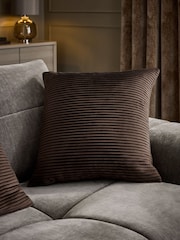 Chocolate Brown 50 x 50cm Velvet Pleat Cushion - Image 1 of 5