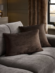 Chocolate Brown 50 x 50cm Velvet Pleat Cushion - Image 2 of 5