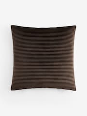 Chocolate Brown 50 x 50cm Velvet Pleat Cushion - Image 4 of 5