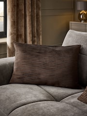 Chocolate Brown 40 x 59cm Velvet Pleat Cushion - Image 1 of 5