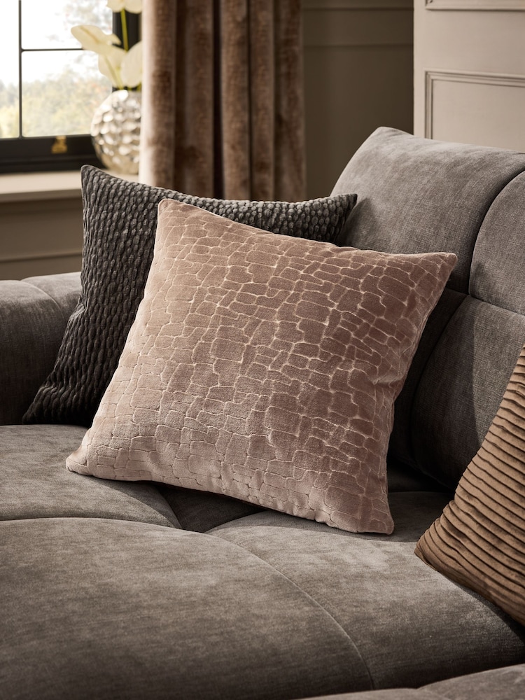 Mink Brown 43 x 43cm Velvet Crackle Cushion - Image 1 of 4