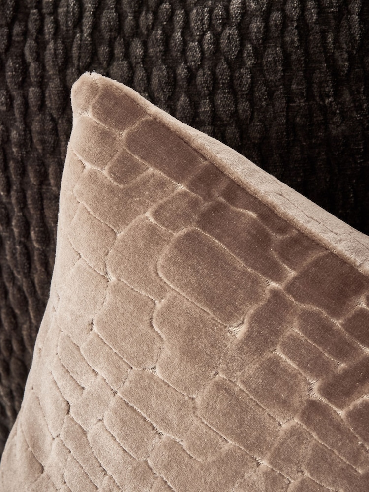 Mink Brown 43 x 43cm Velvet Crackle Cushion - Image 4 of 4
