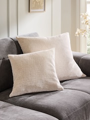 Ivory 43 x 43cm Velvet Crackle Cushion - Image 2 of 5
